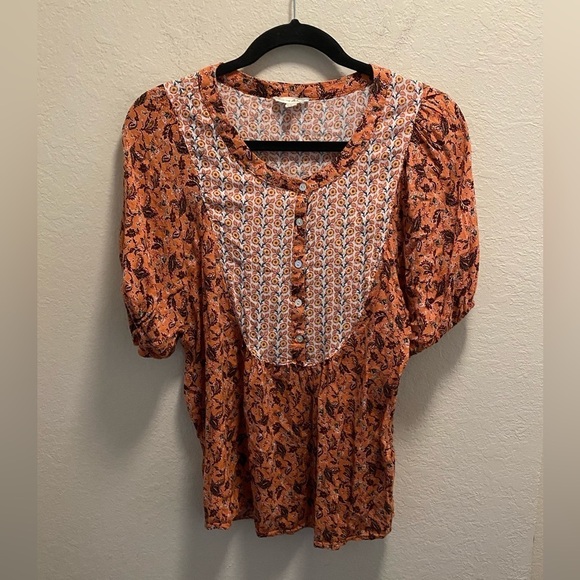 Jane and Delancey Tops - Jane and Delancey Mixed Pattern Floral Bohemian Style Blouse.